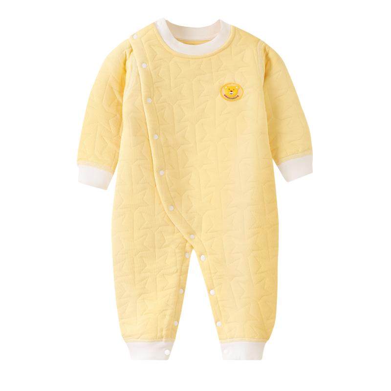 新生儿婴儿哈衣服秋冬款夹棉连体衣秋季套装宝宝保暖爬服初生秋装