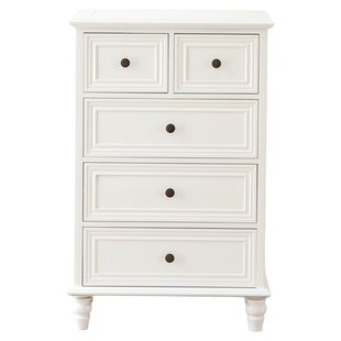 美式窄款斗柜白色五六七实木储物柜客厅收纳柜卧室抽屉柜轻奢家具