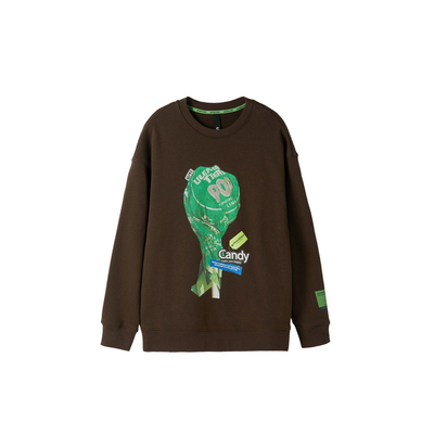 U/TI深咖啡色甜酷童趣糖果印花卫衣女百搭潮上衣尤缇时尚春季新款