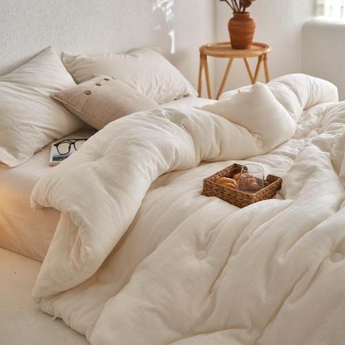 李官奇全棉双层冬春秋被纱被大豆双人纤维芯类A50大豆被单人%