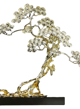 新中式迎客松招财玄关办公摆件