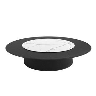 现代极简酒店轻奢岩板电动餐桌大圆桌会所饭店包厢大理石宴会桌椅