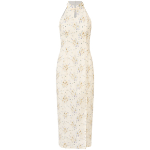 从那以后锦韵花照新中式改良旗袍裙挂脖长裙气质碎花连衣裙女夏季