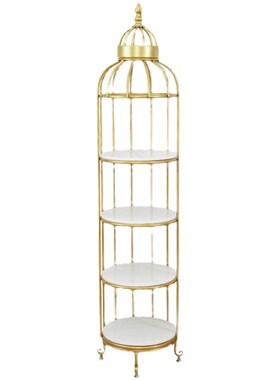 北欧风铁艺落地式多层转角大理石