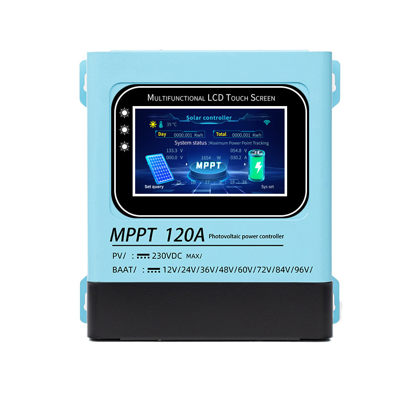 MPPT太阳能控制器光伏板降压触屏WIFI版12V-96V电池通用充电120A