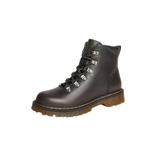 百丽女靴子冬季新款休闲短靴黑色厚底英伦风马丁靴女BCX44DD4