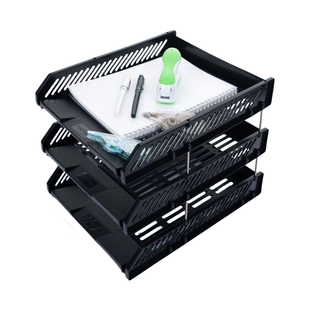 三层文件座横式文件盘整理资料篮收纳筐书架办公桌面架多层任意组置物架办公室A4文件架收纳盒档案资料收纳架