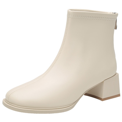 大东加绒黑色短靴女2025新款冬季切尔西靴高跟鞋瘦瘦靴洋气小裸靴