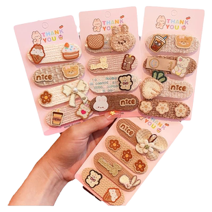 秋冬儿童咖色魔术贴发夹女童前额碎发贴宝宝刘海贴小女孩发卡头饰