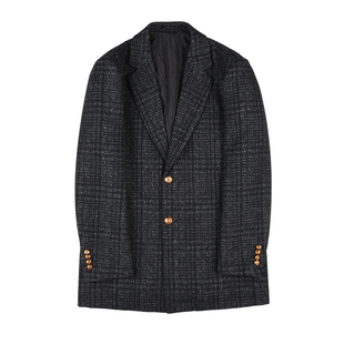 雷迪波尔男款毛呢大衣2024秋冬新款商务中长气质西装领羊毛呢外套