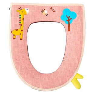 亚麻马桶坐垫圈四季通用家用防水可拆洗坐便器套2025新款马桶垫子