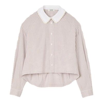 SANDRO撞色娃娃领格纹衬衫