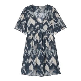 bash秋季裙子法式多巴胺短裙别致海边度假风短袖连衣裙1H23AELD