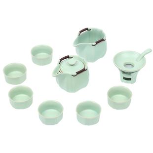 汝窑功夫茶具套装中式手抓泡茶壶天青汝瓷开片陶瓷家用套装