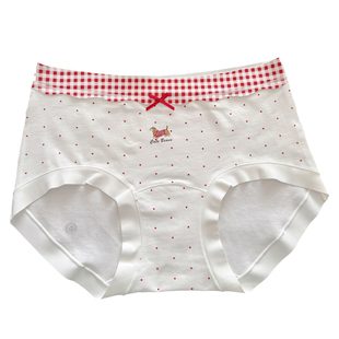 A类撞色复古可爱风女士纯棉三角内裤抗菌波点包臀中腰印花短裤头