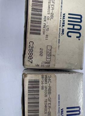 议价美国MAC电磁阀34C-ABB-GFEA-0BL2个