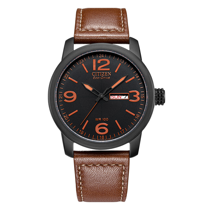 【店长力推】西铁城光动能带时尚休闲防水男表BM8475-26E网红骚橙