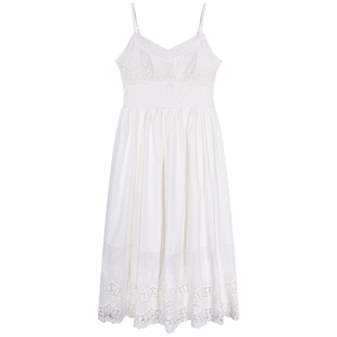 落落狷介韩系早春穿搭2025新款白色吊带连衣裙女蕾丝小个子吊带裙