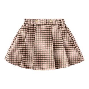 巴拉巴拉童装儿童短裙女童格纹百褶裙冬装小香风裙子宝宝洋气时髦