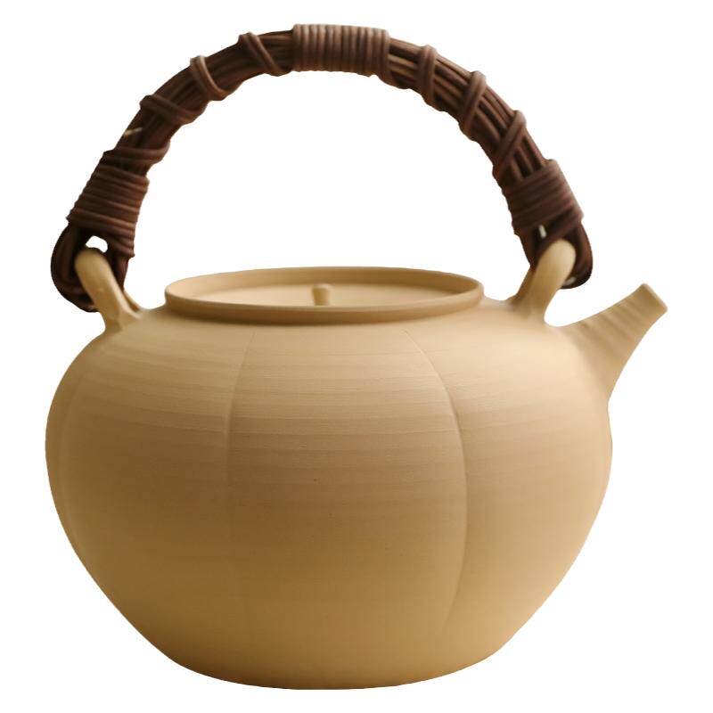 白泥大号藤提梁烧水煮茶陶壶日式家用冲泡乌龙白普洱茶电陶炉静音
