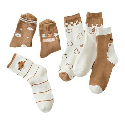 袜子女秋冬加厚抗寒小熊毛圈袜子