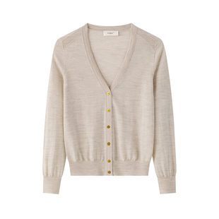 刚需！王簰针织德国扬子纱100%纯羊毛开衫V领2025新款早春外套女