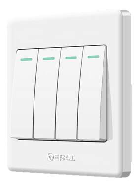 国际电工暗装四开单控墙壁开关