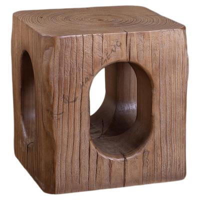 坐凳实木原木边几方形角几换鞋凳