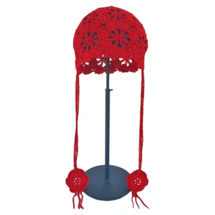 纯手工 钩花编织帽子 女款夏季薄款小红色新疆流苏女士夏日纯棉线