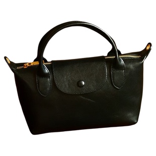 peshawar | 黑色牛皮复古饺子包女士手工植鞣皮真皮小个子斜挎包