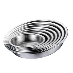 304不锈钢盘子菜盘家用加厚圆形盘不锈钢碟子烧烤盘深盘平盘圆盘