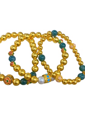 古法金包银手串天然翡翠A货手链