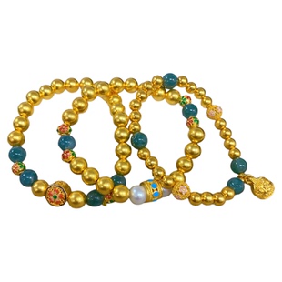 古法金包银手串天然翡翠A货手链可diy散珠高级设计感七夕礼物送女