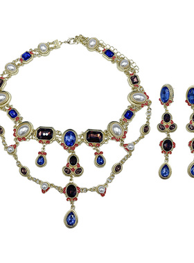 银针镶钻椭圆流苏中古耳钉金属