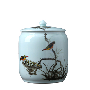 陶瓷米缸带盖米桶25斤面粉缸防潮防虫密封茶叶缸油缸杂粮储物罐