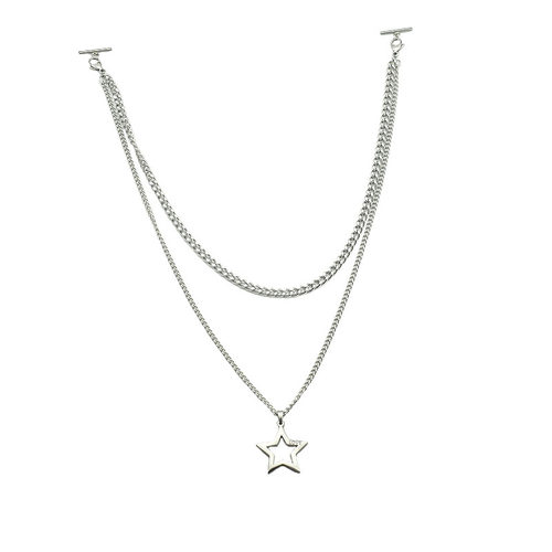 五角星吊坠衣领链T恤卫衣两头挂扣链条一字扣链子衣服胸前挂链潮