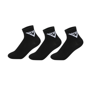 PONY波尼春男女大童袜经典黑色短袜运动袜三双装 241K3AJ02BK