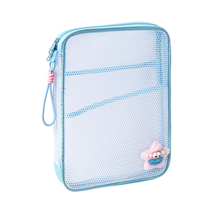 三年二班 A5网纱文件袋高颜值手提拉链袋大容量透明网纱袋小学生用文具收纳包手提包笔袋手账文具收纳袋便携
