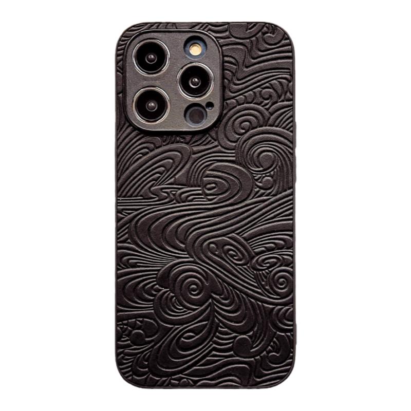 如玮【行云流水】适用于iphone17pro真皮手机壳国风16plus苹果15max套14保护壳男ip13mini全包1