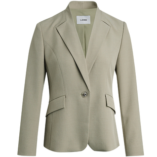 [竹青雅韵]LANDI嵌入式西装领显白微弹修身西装套装女2026春新品