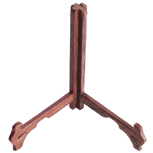 鸡翅木盘架普洱茶饼架圆盘架子瓷盘展示架三脚架实木置物架