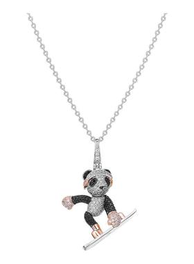 镀金男女滑雪熊猫长项链毛衣链