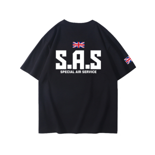 SAS英国特种空勤团衣服彩虹六号标志短袖特种部队军事风战术T恤男