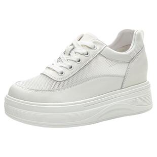 内增高小白鞋女厚底真皮显脚小2026新款春季女款轻便软底休闲鞋子