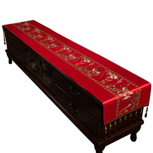 电视柜盖布中式布艺防尘罩长方形家用客厅长条桌桌布简约鞋柜盖巾