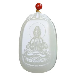 【慈航普度】新疆和田玉挂件青白玉观音牌子吊坠天然玉石玉坠颈饰