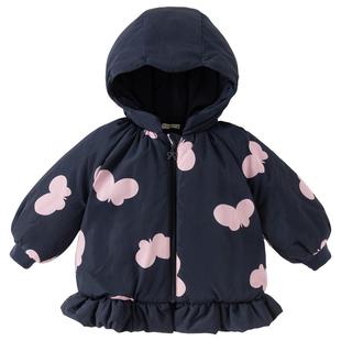 戴维贝拉女童棉服宝宝A类夹棉宽松2025冬装新款儿童连帽棉衣外套