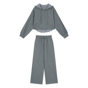 妖精的口袋连帽卫衣裤子两件套装女2026年新款早春穿搭慵懒风休闲