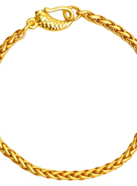 新款仿真黄金色环环相扣小鱼麦穗手链轻奢小众设计感高级精致手饰