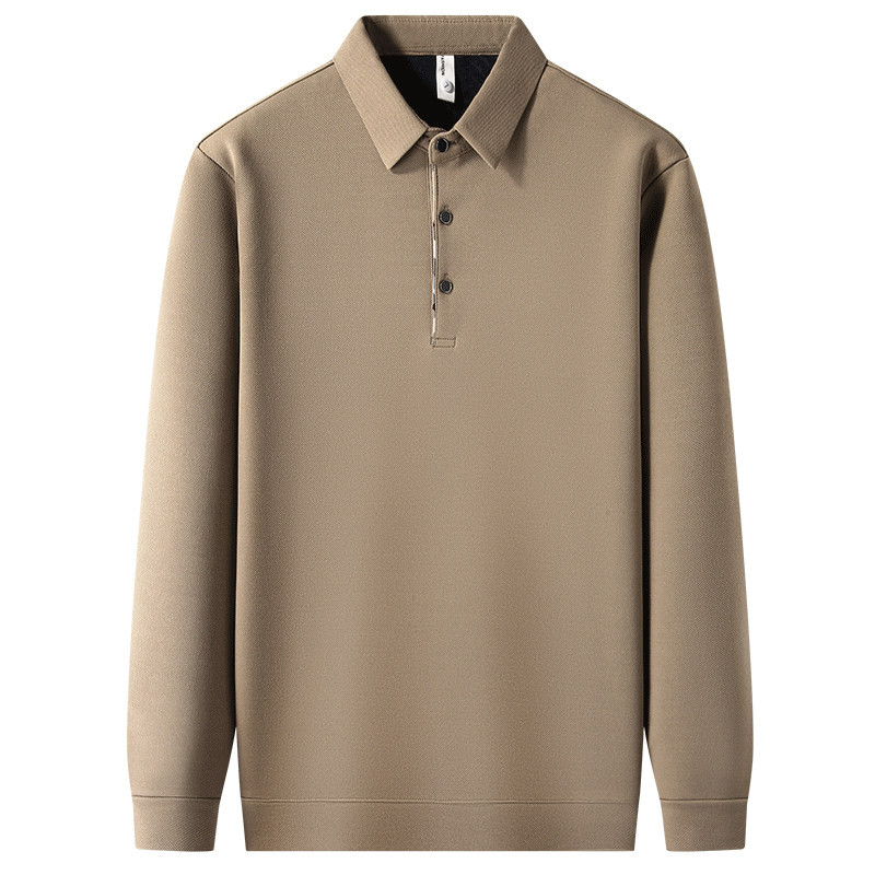 罗蒙冬季加绒polo衫男长袖t恤